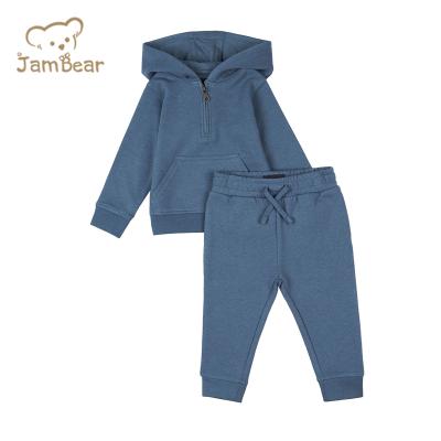 China Bamboo Kids Tracker Set Cotton Terry Sportswear Jambear Toddler Hooded Set Baby Zipper Organic Baby Hoodie and Tracker Set for sale