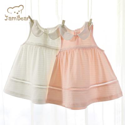 China JamBear Anti-Static Organic Kids Clothes Girls Dresses Sleeveless Newborn Baby Dress Infant Lace Dress for sale