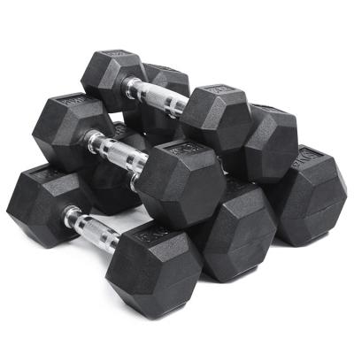 China Universal Wholesale Gym Equipment Dumbbells Workout Rubber Hex Dumbbells for sale