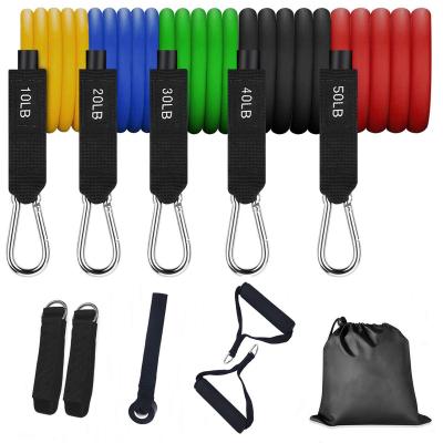 China Pull Up Aid Making Workout 11 Pcs Latex Resistance Bands Fitness Tube With Foam Grips for sale