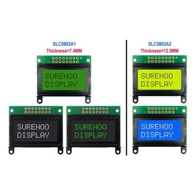 China 40*30MM 802 0802 8X2 character LCM 0802 series lcd module display screen negative green-blue yellow white panel LCM SPLC780D for sale