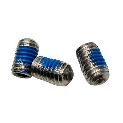 China Pan Steel Black Allen Machine Screw Hex Socket Headless Set Screws With Nylon Patch for sale