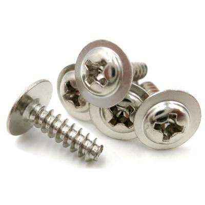 China Round 304 Stainless Steel Round Head Cross Washer Screw DIN968 Round Head With Flat Washer Shank Self Tapping Screw for sale