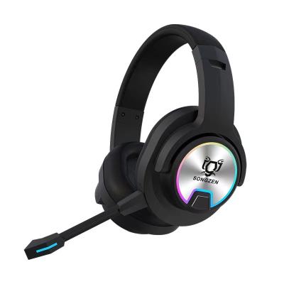 China Comfortable Good Quality Black Color P.J. Noise Canceling Luminous Headphone Radio RGB Computer Bass Headset for sale