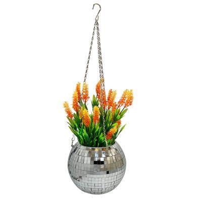 China Europe 8inches (20cm) disco ball plant hanger with metal hook macrame chain hanger for sale