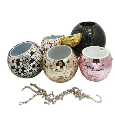 China Good Price 10Cm 15Cm 20Cm Hook 25Cm Colored Wholesale Light Metal Balcony Flower Pot Planter Disco Ball Pot for sale