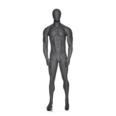 China HEF-03-H Window Display Fiberglass Full-Body Strong Sports Matte Grey Male Mannequin with Egg Head for sale