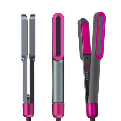 China Hotel 2 in 1 Professional Dual Voltage Flat Iron Digital Control Titatnium Anti-static Floating Ceramic Flat Iron for sale