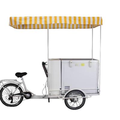 China Electric Solar Cargo Europe Style Ice Cream Vending Tricycle With Cool Box for sale