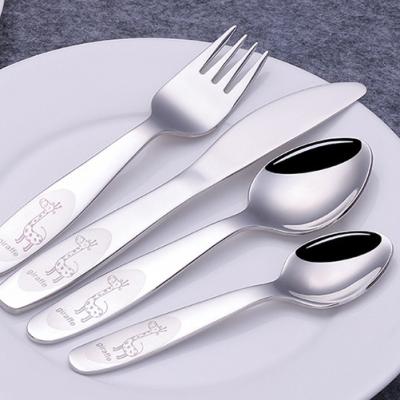 China 304 Stainless Steel Toddler Safe Disposable Personalized Kids Child and Child Cutlery Blank Set for sale