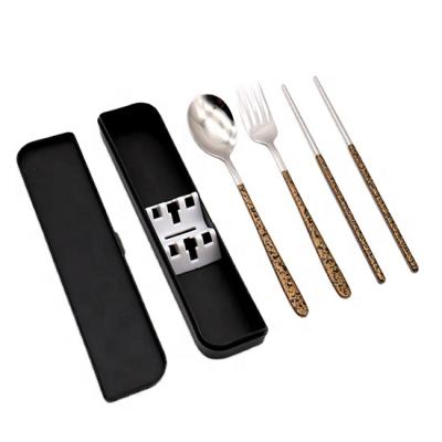 China Hot Selling ECO Disposable Personal Camping Stainless Steel Portable Korean Cutlery Chopsticks and Spoon Travel Set for sale