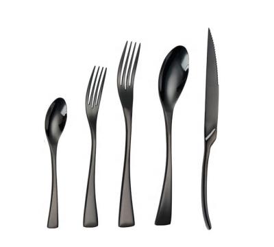 China Amazon Wholesale Disposable 5 Pack Custom Logo Wedding Favor Stainless Steel Black Cutlery Set for sale