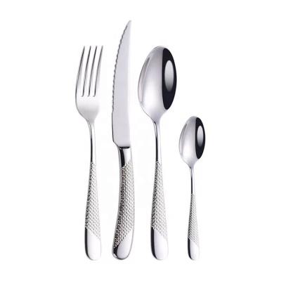 China Disposable 304ss 4pc of Silver Travel Set Metal Silverware Spoon Stainless Steel Flatware Flatware Set for sale