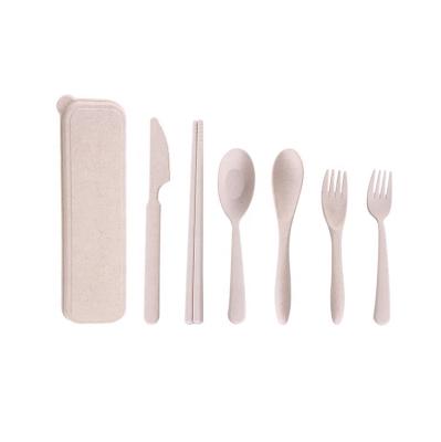 China Straw Fiber Box Tableware Product Disposable Biodegradable Wheat Cutlery Set for sale