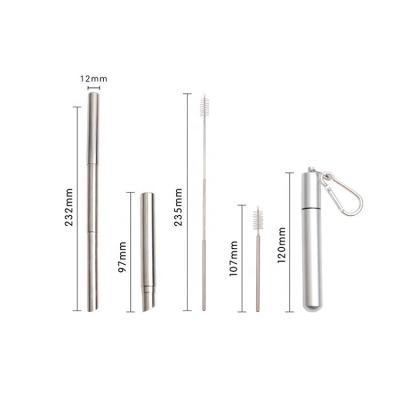 China Disposable Amazon Tilted Tip Bubble Tea 12mm Metal Stainless Steel Telescope Boba Telescopic Straw for sale