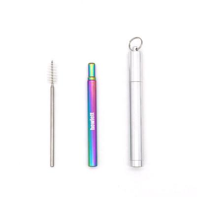 China ECO Disposable Stainless Steel Metal Straw Telescopic Folding Straw With Aluminum Case for sale