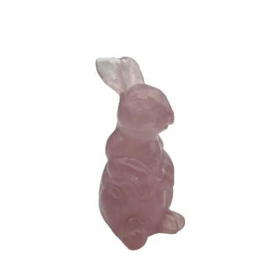 China Beautiful Rose Quartz Rabbit Clear Crystal Hand Cut Rabbit from China Natural with Shiny Polish for sale