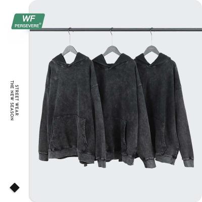 China WF anti-shrink| Wholesale Hoodies Manufacturers Vintage Distressed Hoodie Men Acid Washed Oversized Hoodie for sale