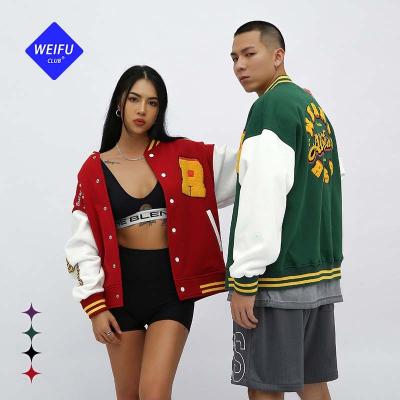 China breathable WF| 2022 College Baseball Jacket Oversized Jacket High Quality Copy Embroidered Jackets Men Streetwear for sale