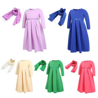 China 3 Piece Hui Middle Eastern Girls Muslim Costume Dress Anti-wrinkle Anti-wrinkle Bow Long Skirt Arabic Kids Dress for sale