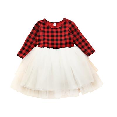 China Anti-wrinkle Little Kids Baby Dresses White Princess and Black Formal Outfit Plaid Tutu Skirt Party Clothes for sale