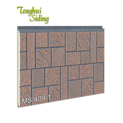 China Decorative Exterior Wall Panel PU Foam Insulated Sandwich Panel For Prefab Or Container House Decoration for sale