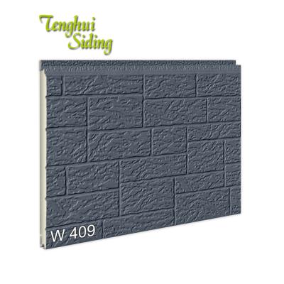 China Villas Brick-concrete + Superior + Steel Exterior Construction 16mm PU Insulated Wall Sandwich Siding Panels for sale