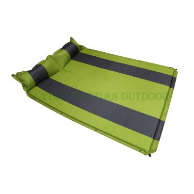 China Double Inflatable Outdoor Camping Seats Waterproof Polyester PVC Foam Self Inflating Sleeping Mats With Pillow for sale