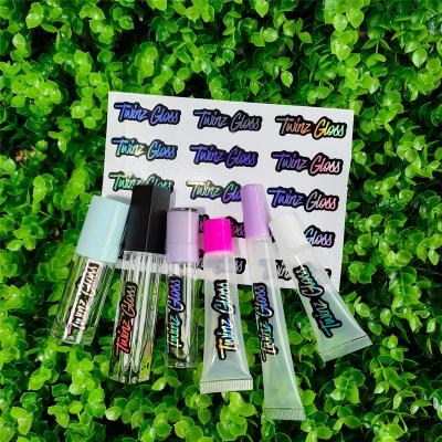 China Holographic Custom Printing Logo Eyeshadow Makeup Cosmetics Lip Gloss Lip Balm Lip Gloss Private Label Stickers for sale