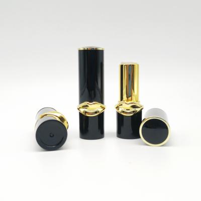 China Cosmetic Lipstick Tube In Tube Stock Custom Logo Shiny Black Lipstick Container Empty Lipstick Packaging Tube for sale