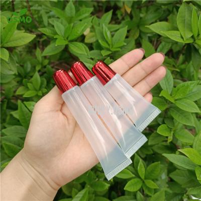 China cosmetics & Custom Metallic Red Empty Makeup Osmo Logo 10ml 15ml 20ml Lip Gloss Squeeze Tube Lip Balm Squeeze Container Tubes for sale