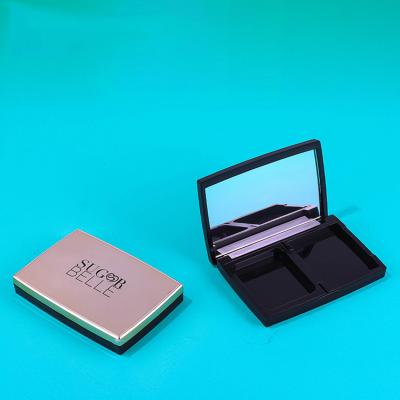 China Wholesale Recycled Osmo 2 Color Eyeshadow Palette Materials Eye Shadow Packaging Box Silver Black Makeup Container With Private Logo for sale