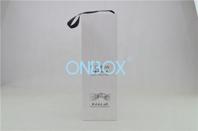 China White Luxury Wine Packaging Boxes Recyclable Carrying Handle Strip for sale