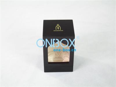 China Painting Wooden Perfume Packaging Box With Transparent Window for sale