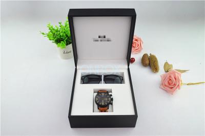 China Big Leather Watch Boxes For Glasses , Gift Box Packaging With Foil Stamping Logo for sale