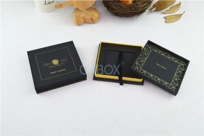 China Luxury Printing Wedding Card Box In Black Touch Paper , Valentine Gift Box For Perfume for sale