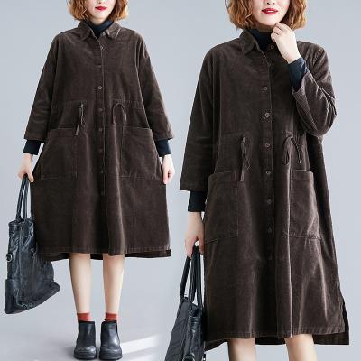 China New Autumn And Winter Korean Loose Literary Anorak Women's Retro Corduroy Breathable Coat for sale