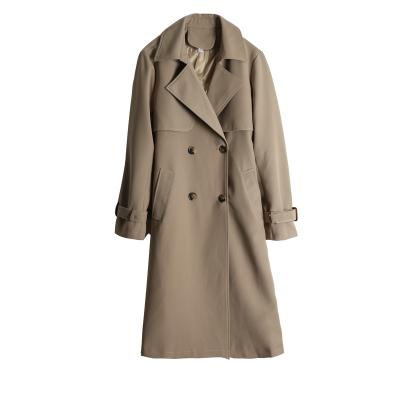 China Autumn and winter style long classic high-grade British anorak fashion breathable western style suit collar trench coat women for sale