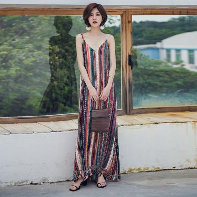 China Fashion Beach Dress Women's Beach Dress Loose Maxi Skirt Suspender Holiday Seaside Vacation Skirt Dresses for sale