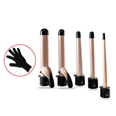 China USA New Arrivals Cone Barrels 5P Interchangeable Curling Wand With LCD Display Titanium Coating Hair Curler for sale