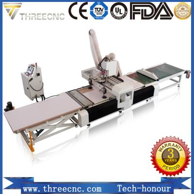 China Furniture producing line plywood cnc router with loading and unloading system TM1325F. THREECNC for sale