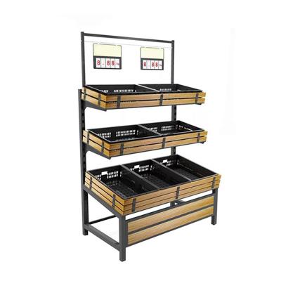 China 5 Layers Simple Multi-Layer Vegetable Storage Shelf Wooden Side Fruit Rack Fruit Rack Vegetable Display Rack For Supermarket for sale