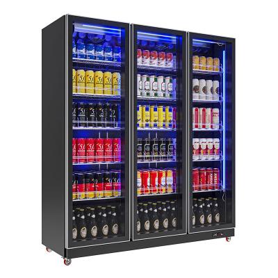 China Double-temperature 3 Doors Commercial Beer Pepsi Glass Door Refrigerators Glass Beverage Cooler For Supermarket Convenience Store for sale