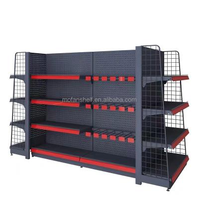 China 5 Layer Supermarket Shelf Iron Pegboard Single Side Gondola Shelves Single/Double Sided Store Display Shelving Durable Slab Display Rack for sale