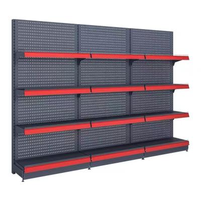 China 5 Layers Supermarket Shelf Single Side Light Duty / Heavy Duty Shop Shelves Display Racks With Wire-Wrap Panel for sale