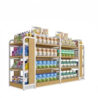 China 5 Layers Supermarket Shelf Single Side Display Rack Heavy Duty Wood Wooden Display Stand For Kids Store Shop Store for sale