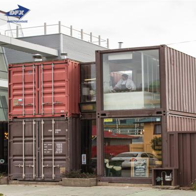 China China Supplier Modern Two Floors Container Cafe Food Kiosk 20ft 40ft Prefab Container Cafe Restaurant for sale