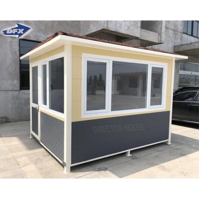 China ISO standard strong steel frame prefab prefab guard house sentry box with metal carved board made in china for sale