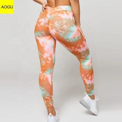 China Breathable Fitness Yoga Wear Soft Digital Print V Cut Crac! crack! butt gaiters for women for sale