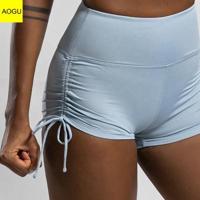 China QUICK DRY Custom String Waist Gym Biker Top Workout Woman Yoga Nylon Shorts for sale